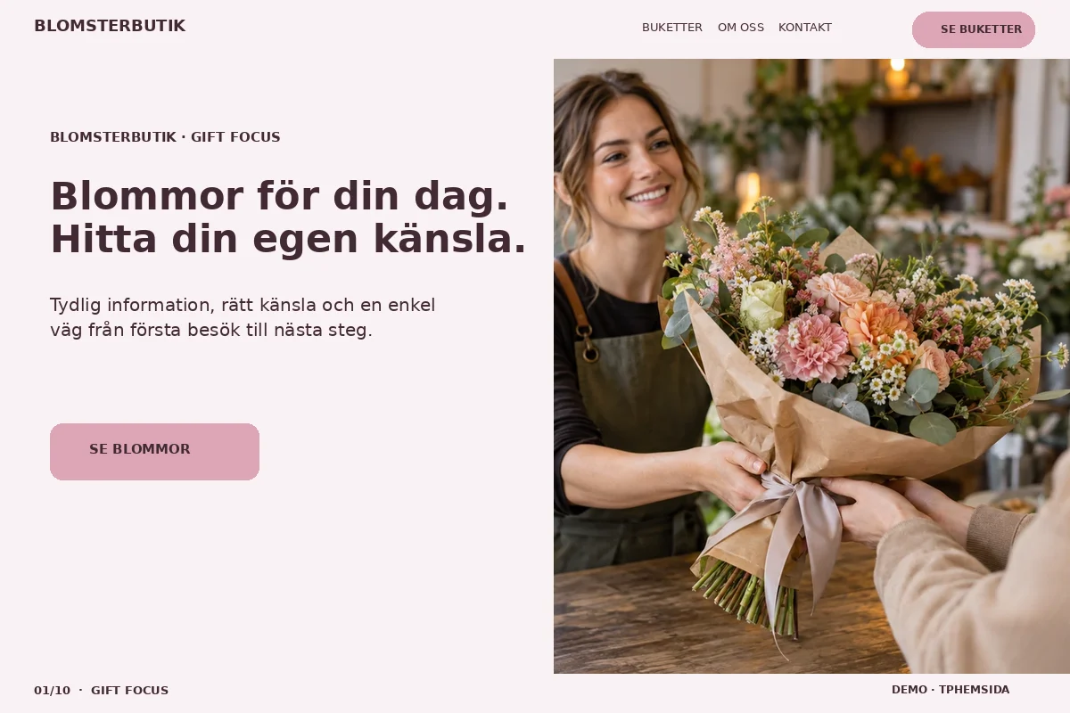 Gift Focus – Startsida för blomsterbutik