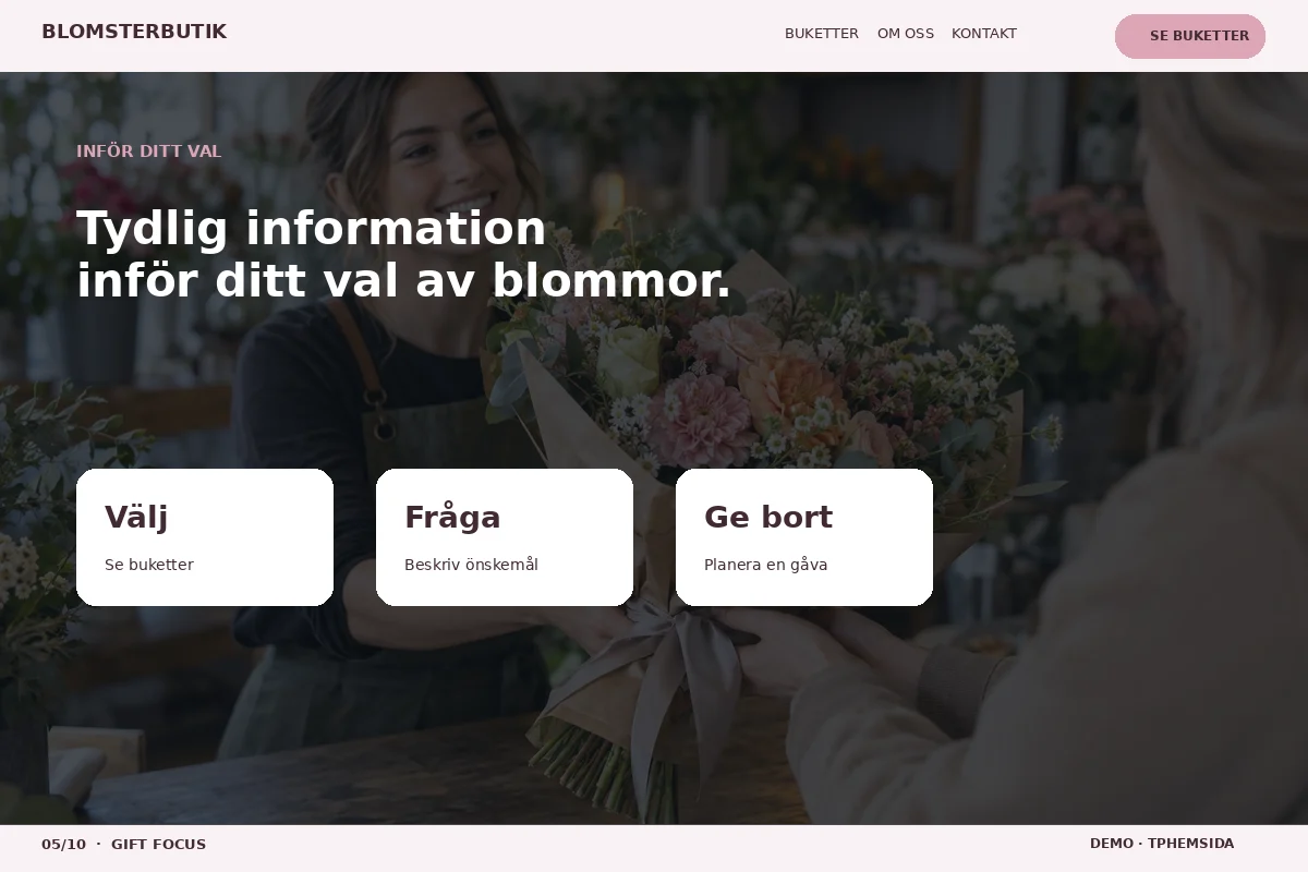 Gift Focus – Inför ditt val för blomsterbutik