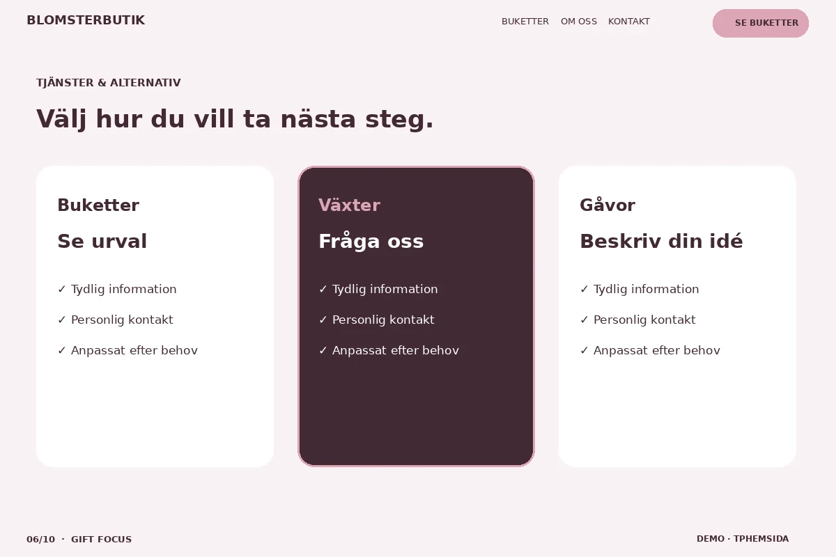 Gift Focus – Välj & fråga för blomsterbutik