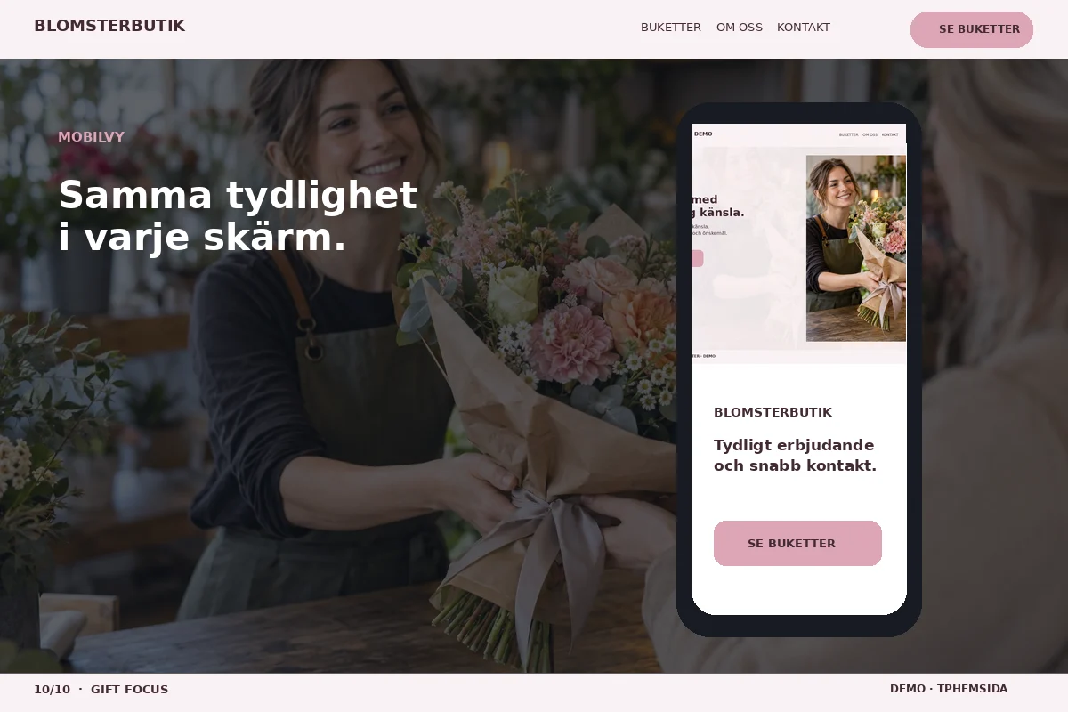 Gift Focus – Mobilvy för blomsterbutik
