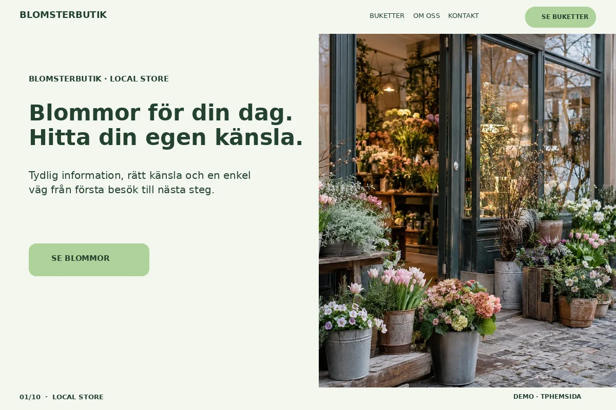 Local Store – Startsida för blomsterbutik