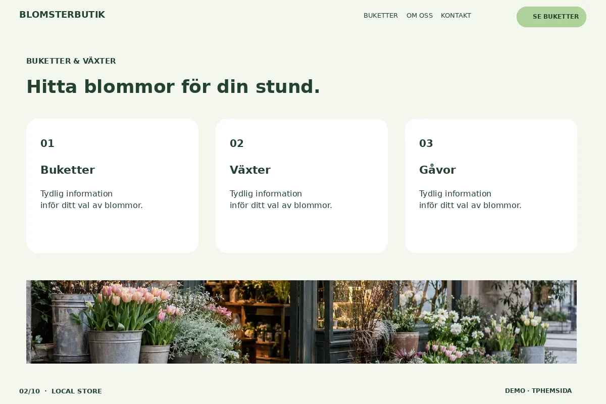 Local Store – Buketter & växter för blomsterbutik