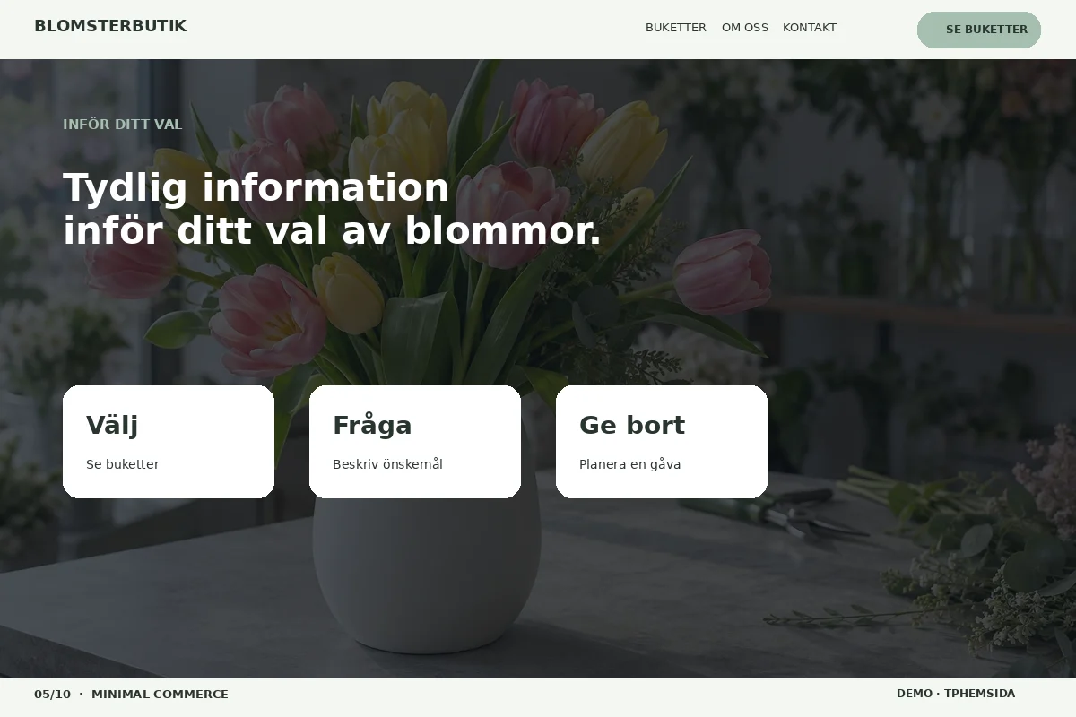 Minimal Commerce – Inför ditt val för blomsterbutik