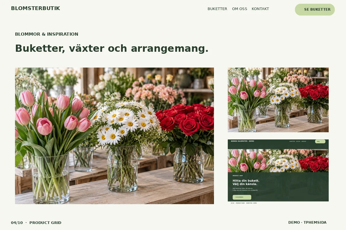 Product Grid – Blomstergalleri för blomsterbutik