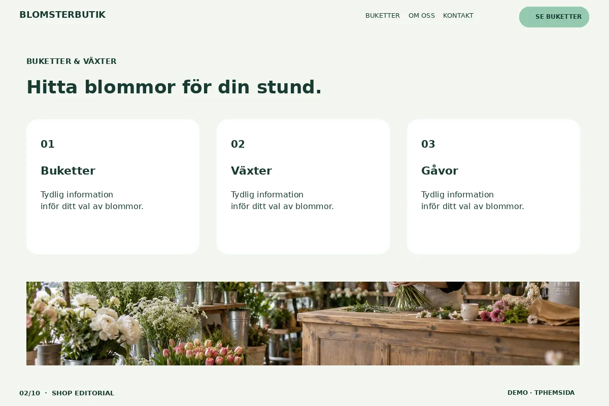 Shop Editorial – Buketter & växter för blomsterbutik