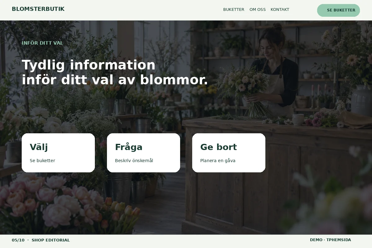 Shop Editorial – Inför ditt val för blomsterbutik