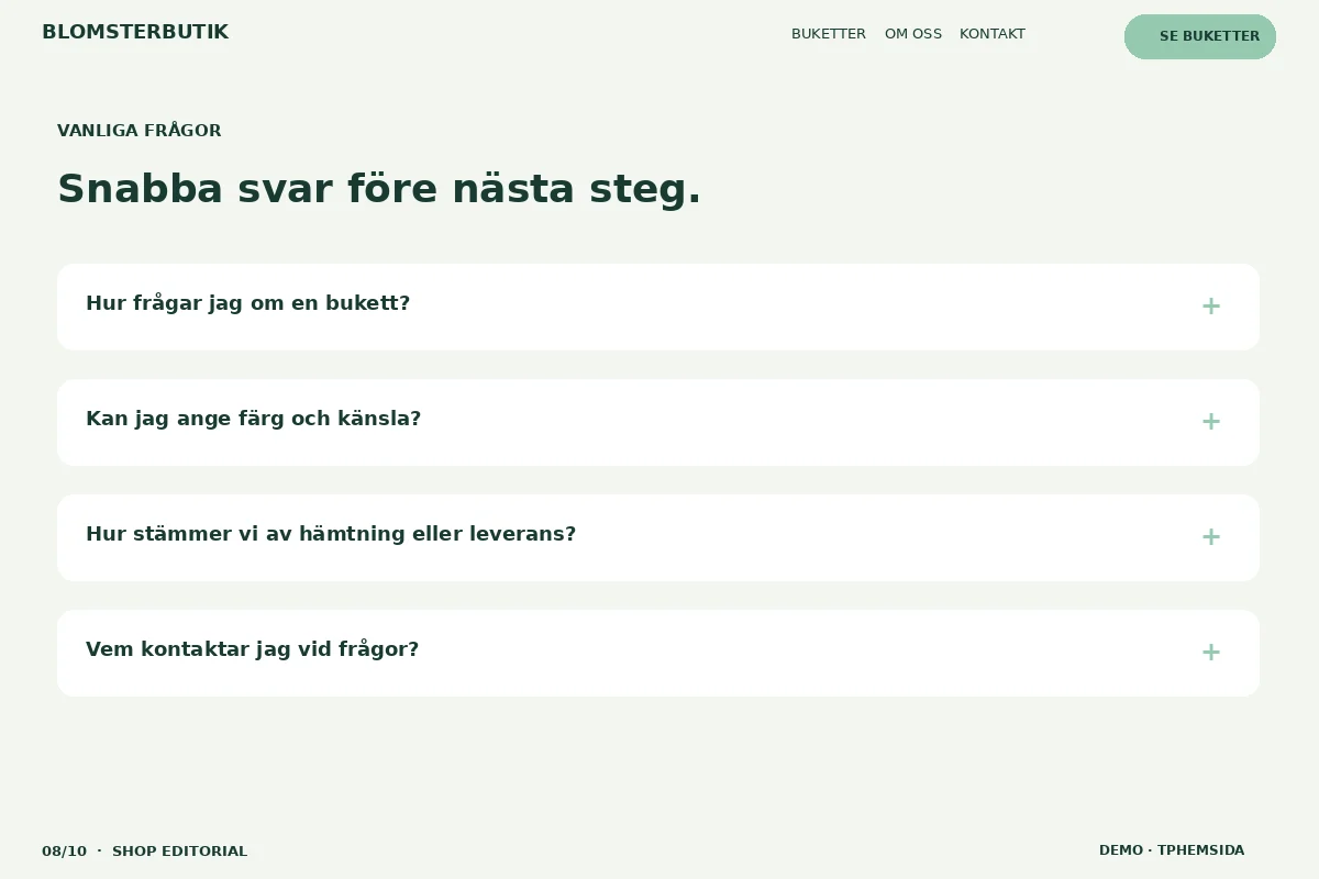 Shop Editorial – Vanliga frågor för blomsterbutik
