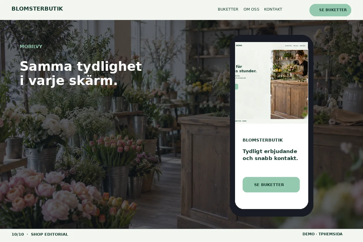 Shop Editorial – Mobilvy för blomsterbutik