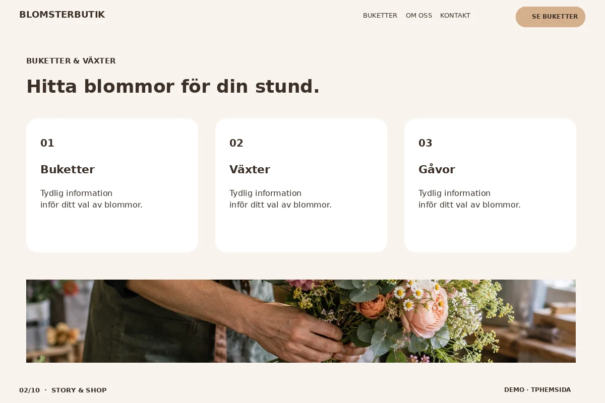 Story & Shop – Buketter & växter för blomsterbutik