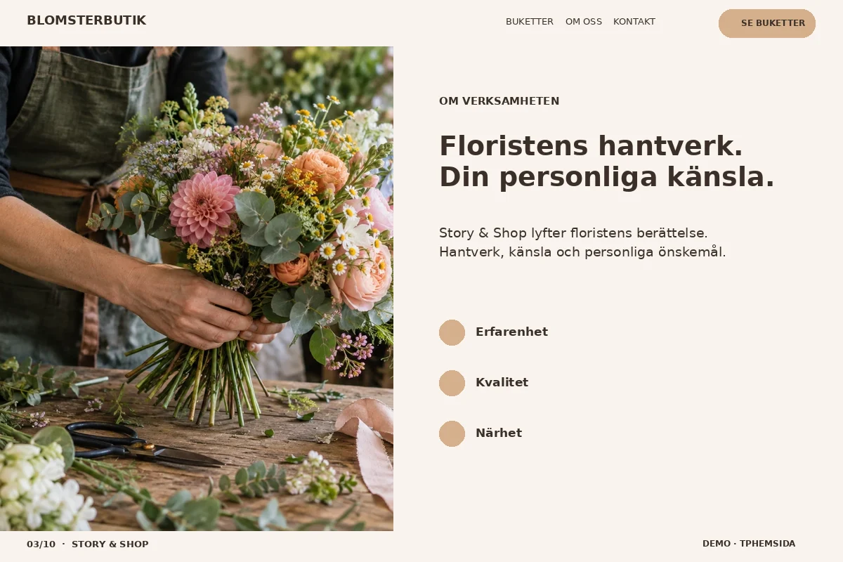 Story & Shop – Om floristen för blomsterbutik