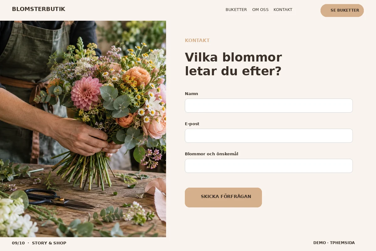 Story & Shop – Kontakt för blomsterbutik