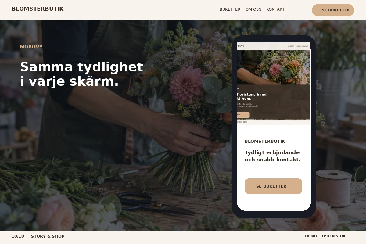Story & Shop – Mobilvy för blomsterbutik