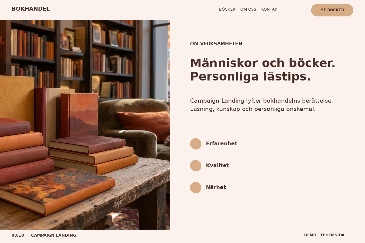 Campaign Landing – Om bokhandeln för bokhandel