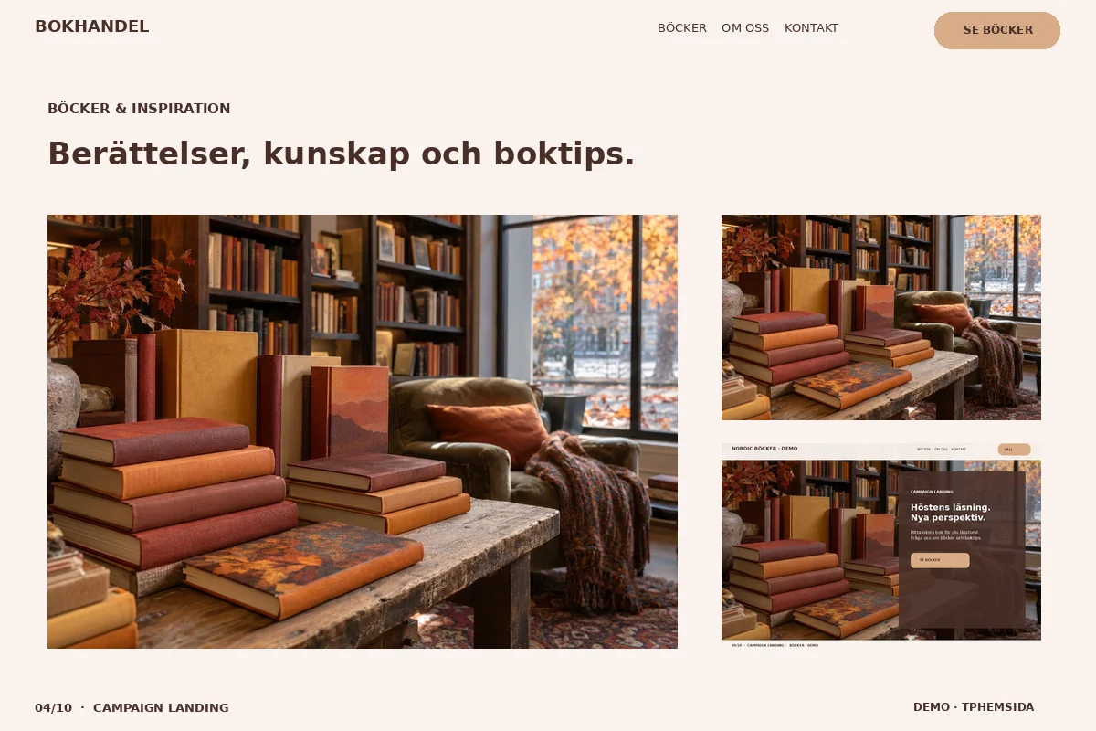 Campaign Landing – Bokgalleri för bokhandel