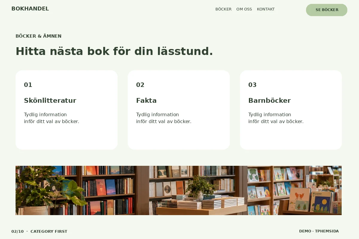 Category First – Böcker & ämnen för bokhandel