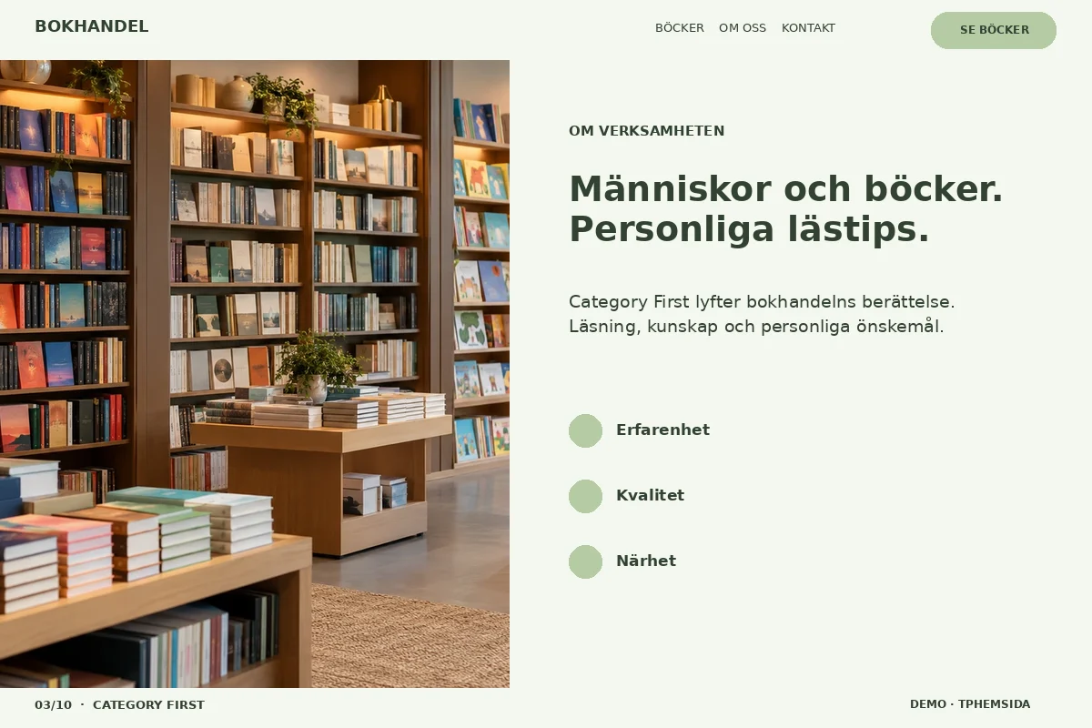 Category First – Om bokhandeln för bokhandel