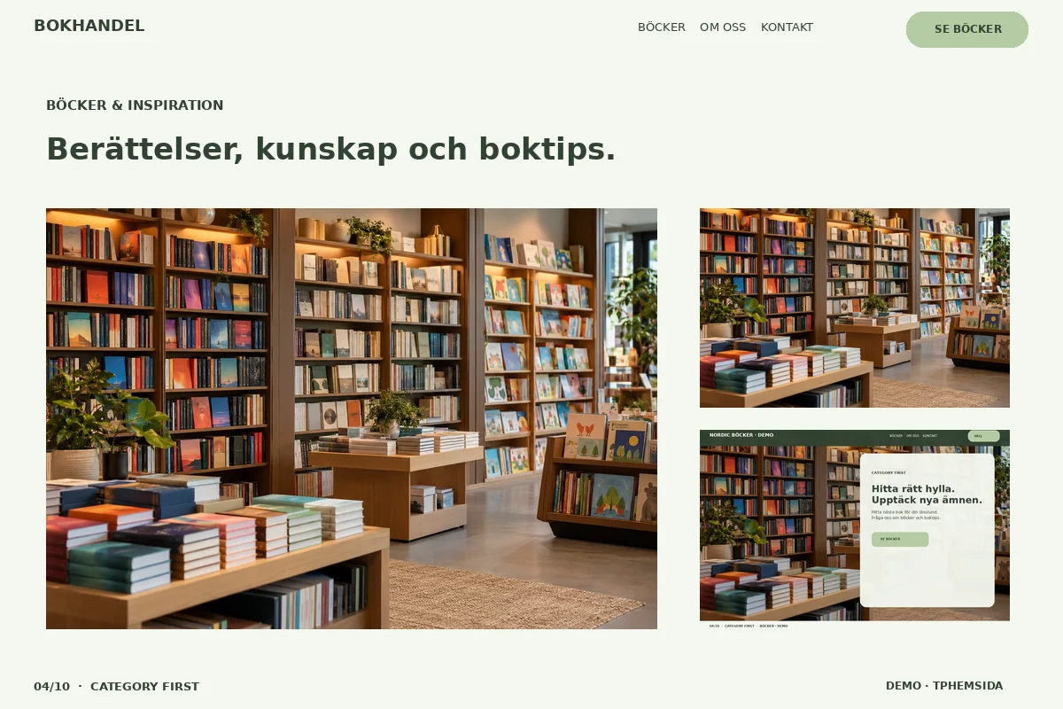 Category First – Bokgalleri för bokhandel