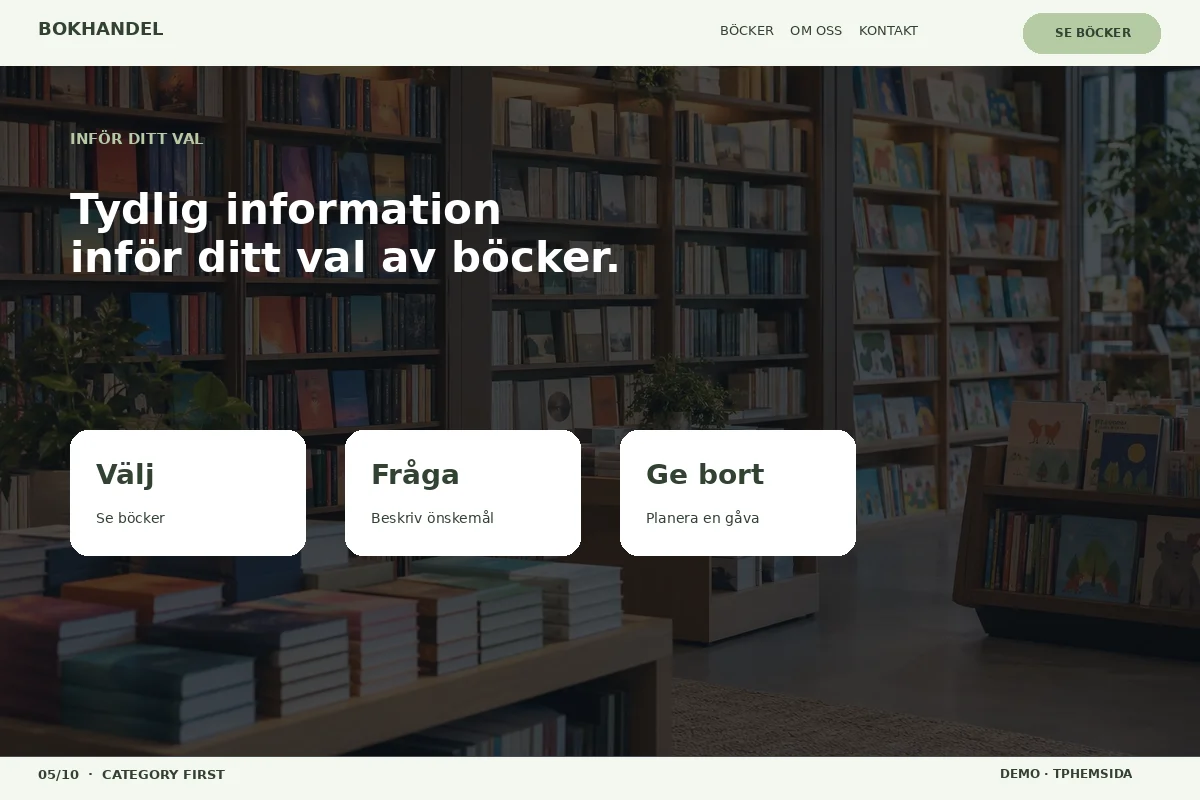 Category First – Inför ditt val för bokhandel