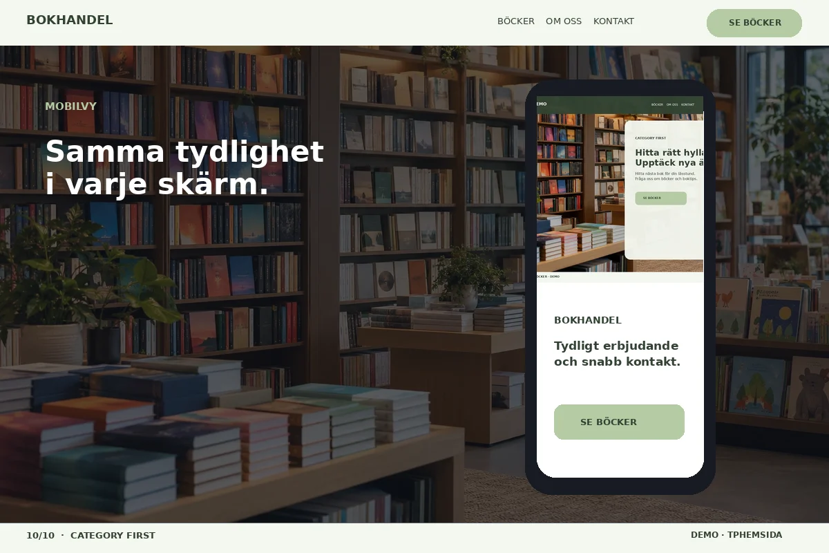 Category First – Mobilvy för bokhandel