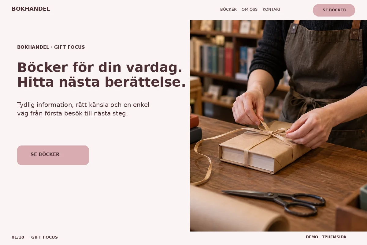 Gift Focus – Startsida för bokhandel