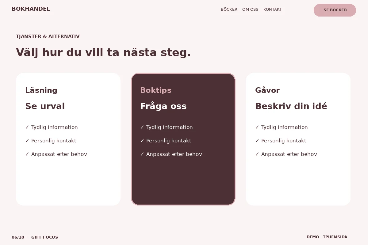 Gift Focus – Välj & fråga för bokhandel