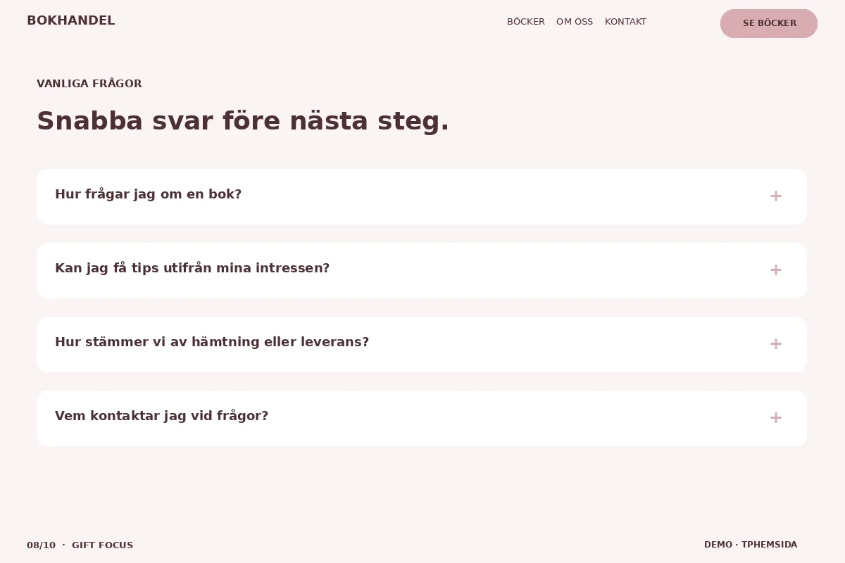 Gift Focus – Vanliga frågor för bokhandel