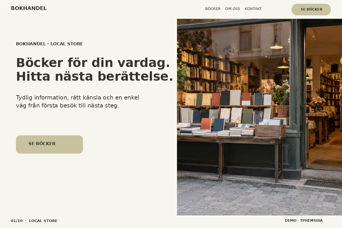 Local Store – Startsida för bokhandel