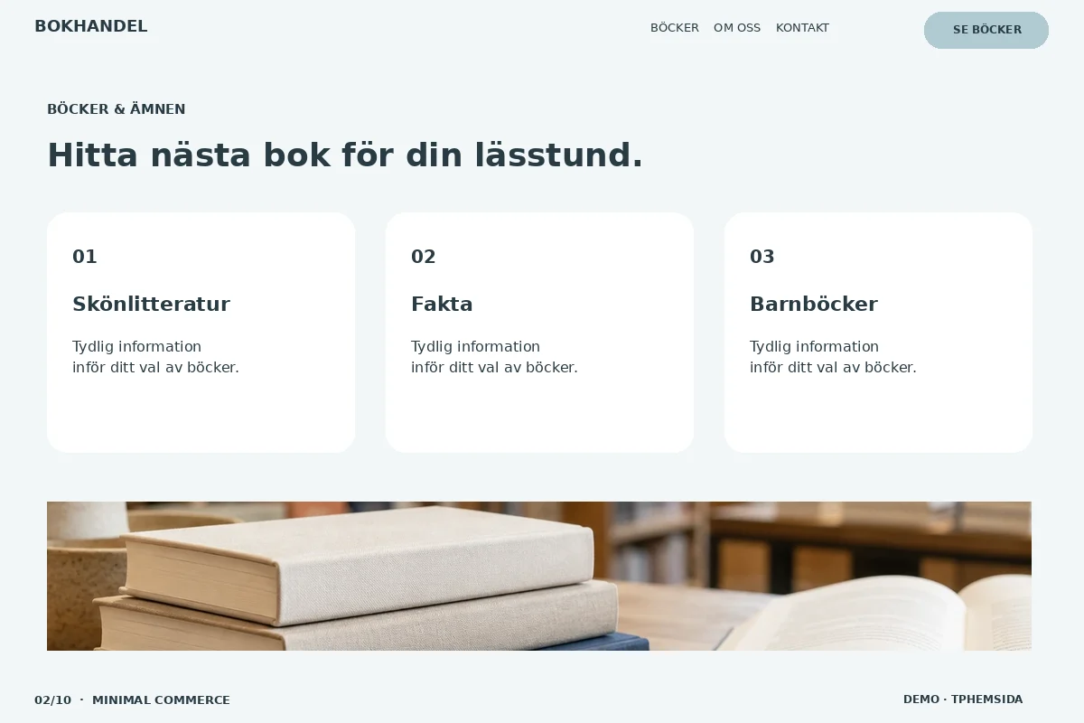 Minimal Commerce – Böcker & ämnen för bokhandel