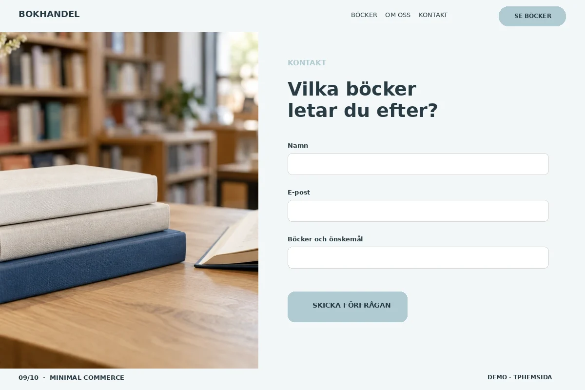 Minimal Commerce – Kontakt för bokhandel