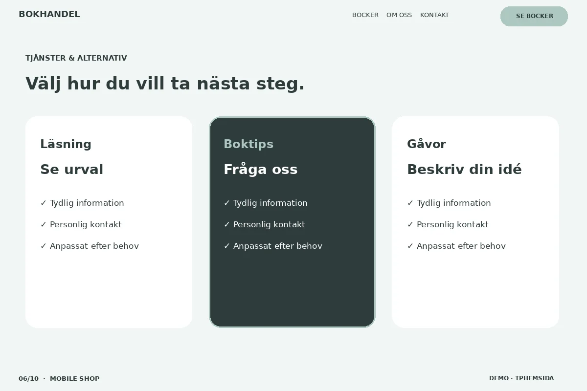 Mobile Shop – Välj & fråga för bokhandel
