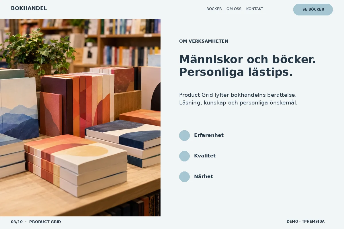 Product Grid – Om bokhandeln för bokhandel