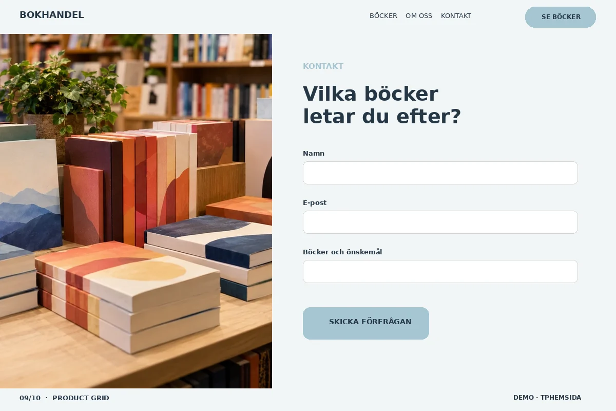 Product Grid – Kontakt för bokhandel