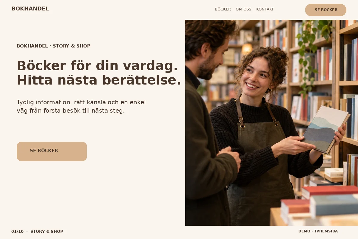 Story & Shop – Startsida för bokhandel