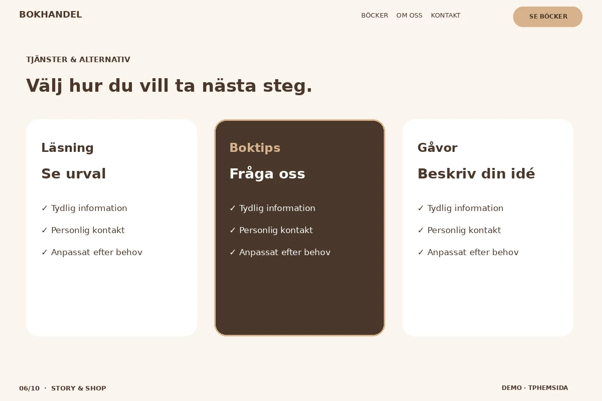 Story & Shop – Välj & fråga för bokhandel