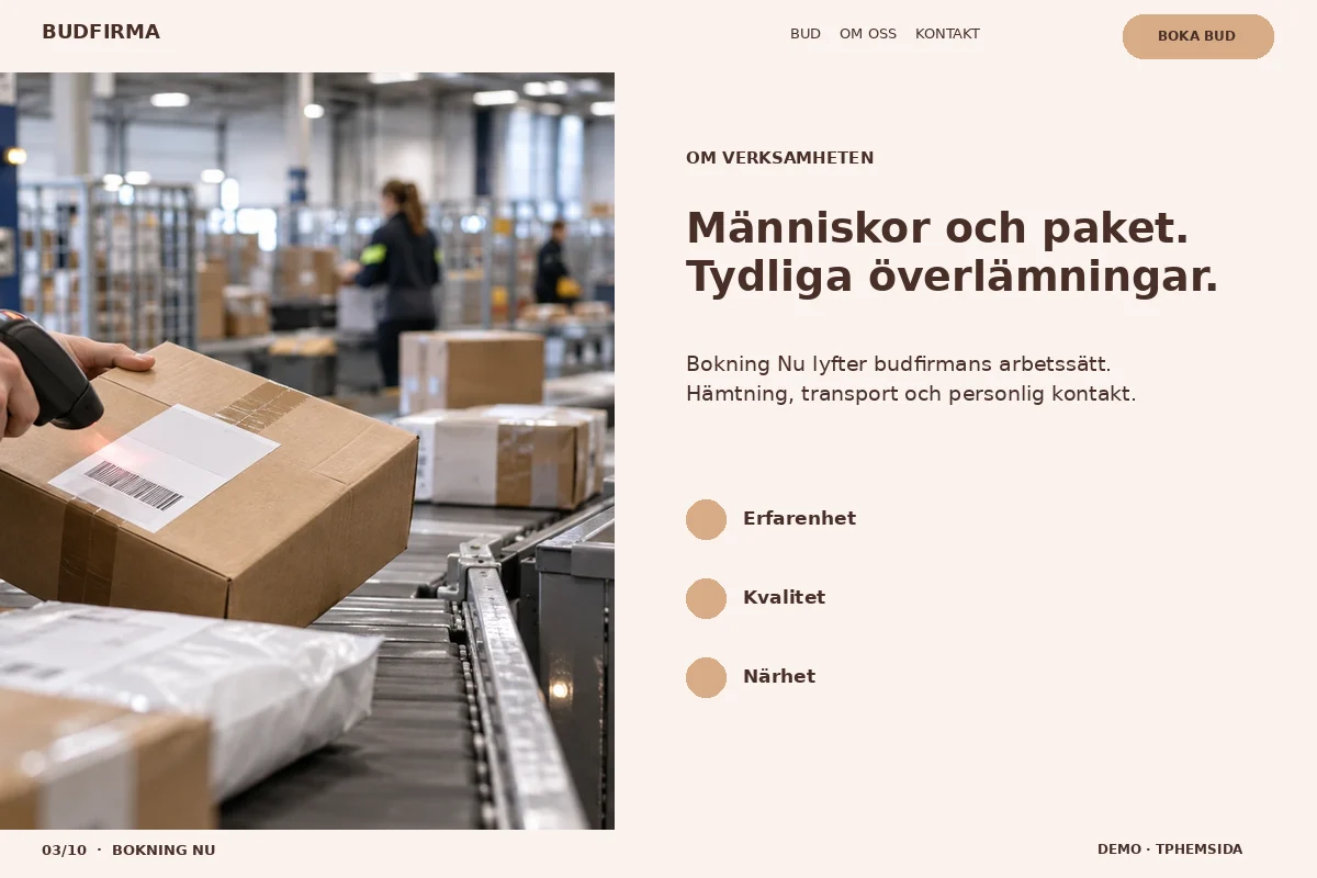 Bokning Nu – Om budfirman för budfirma