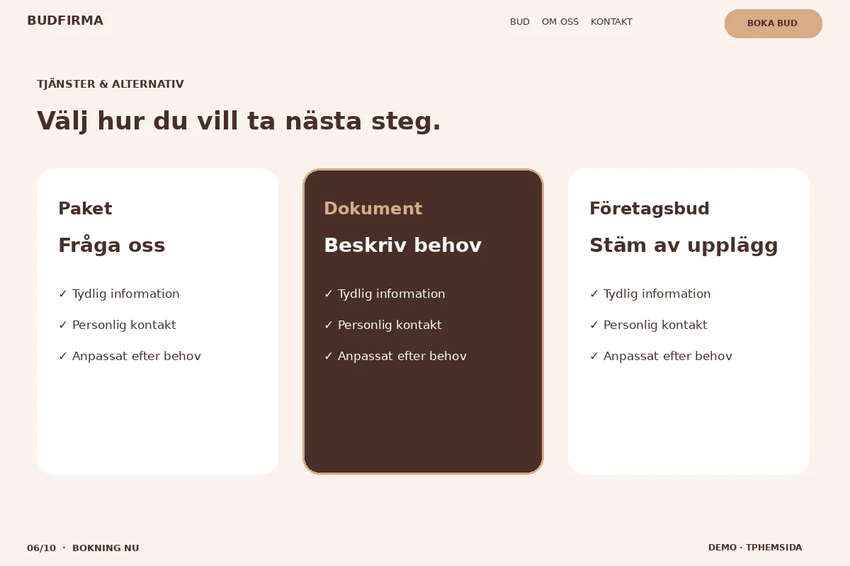 Bokning Nu – Välj & fråga för budfirma