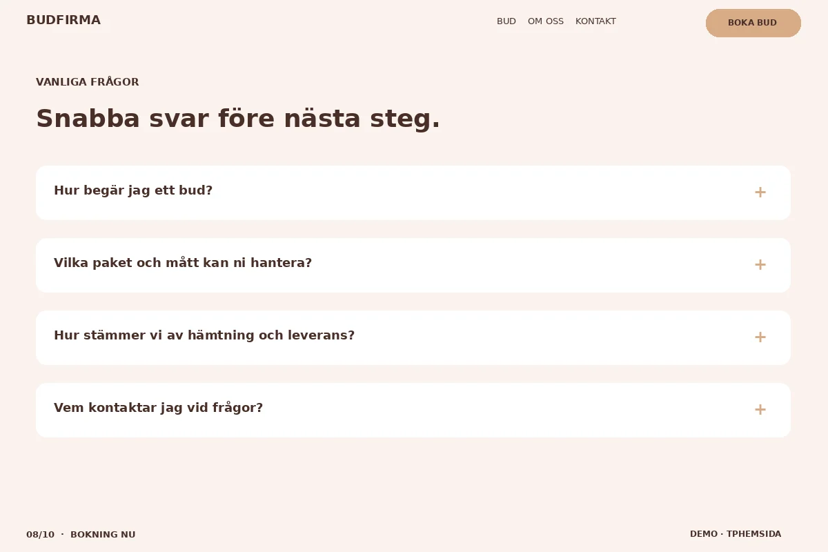 Bokning Nu – Vanliga frågor för budfirma