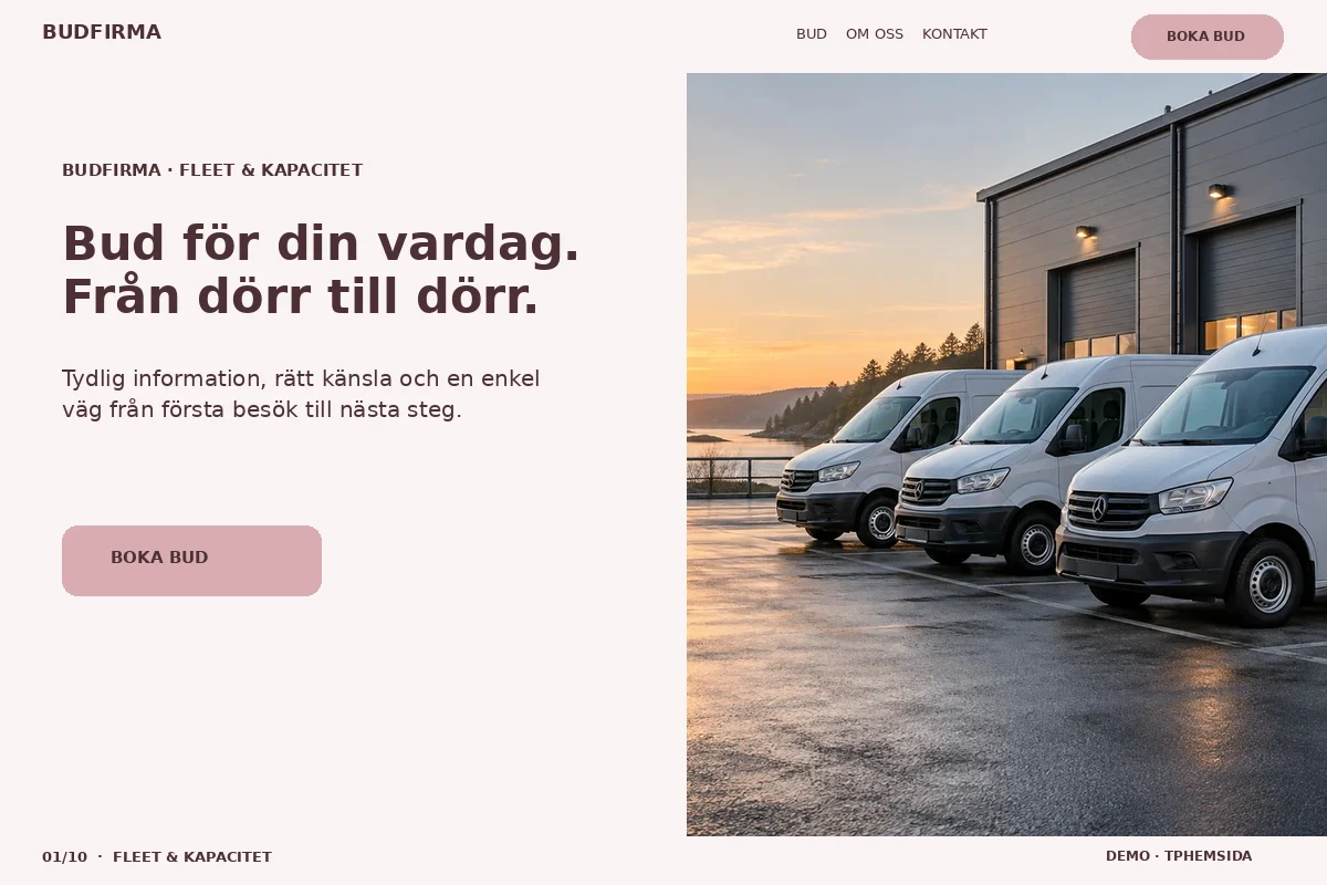 Fleet & Kapacitet – Startsida för budfirma