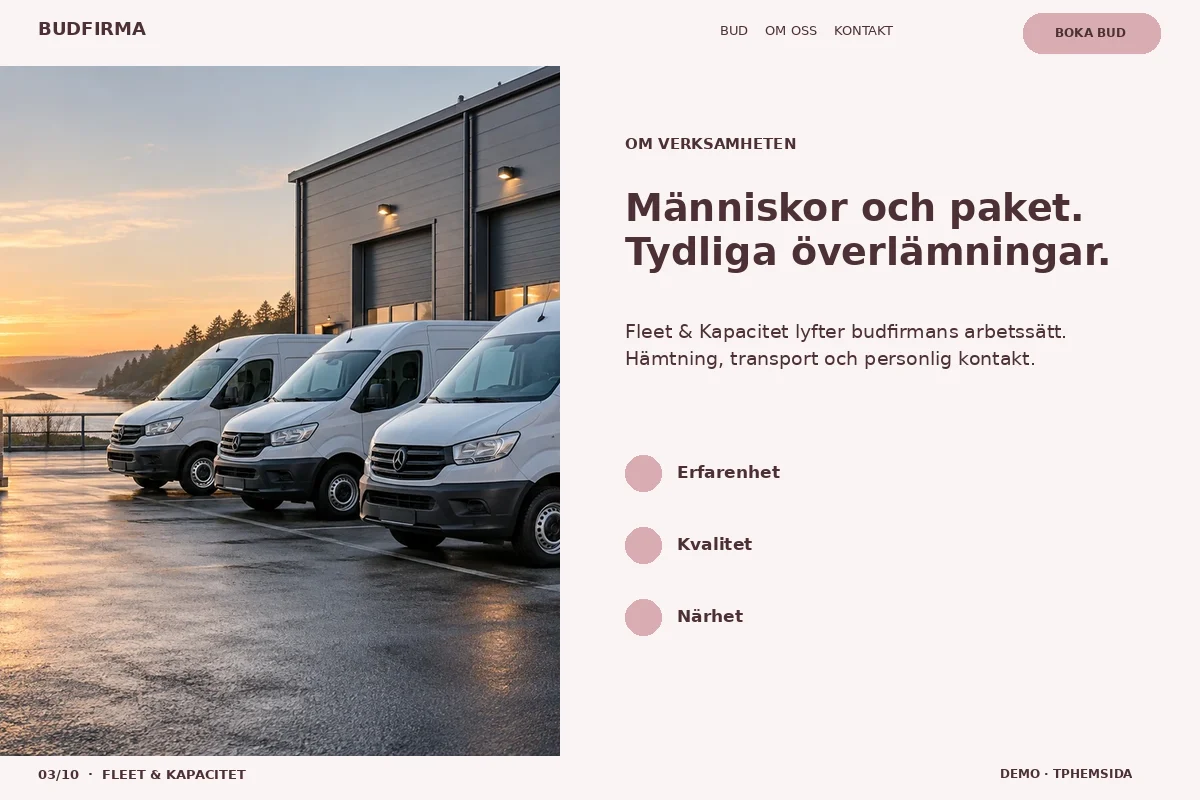 Fleet & Kapacitet – Om budfirman för budfirma