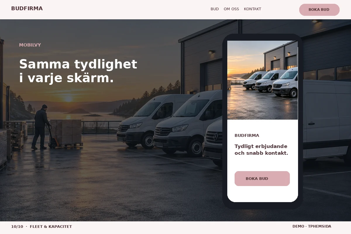 Fleet & Kapacitet – Mobilvy för budfirma