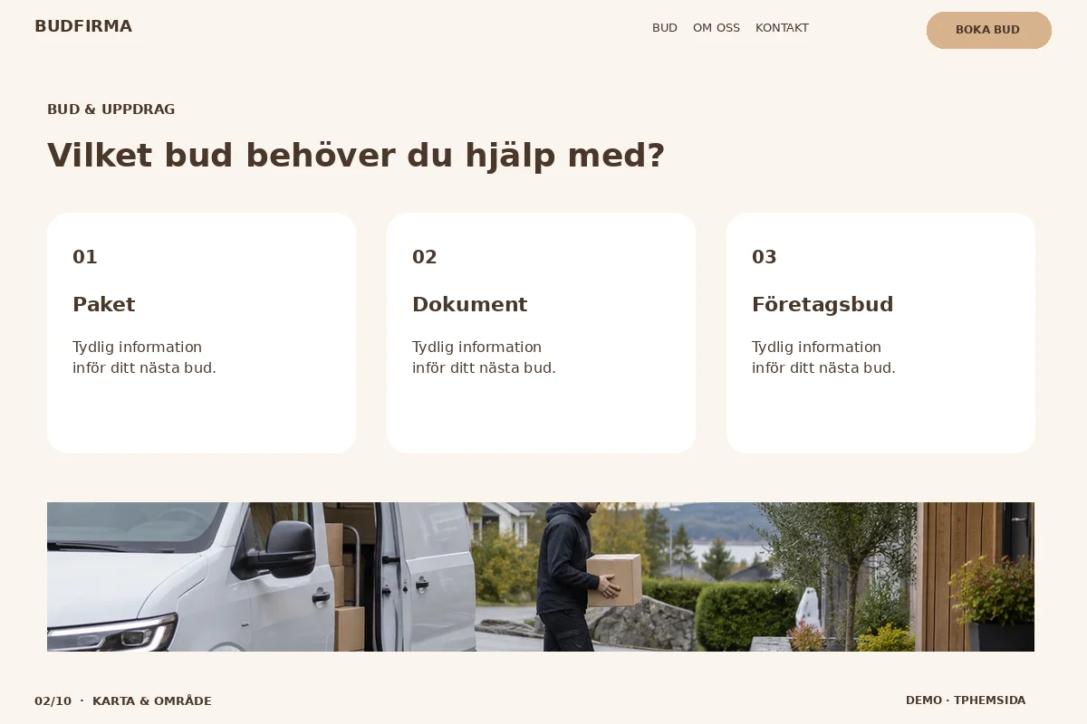 Karta & Område – Bud & uppdrag för budfirma