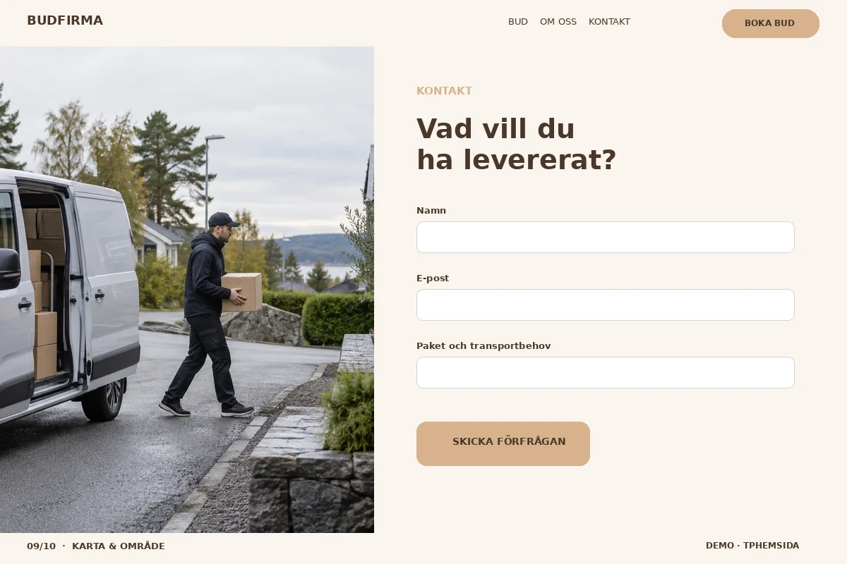 Karta & Område – Kontakt för budfirma