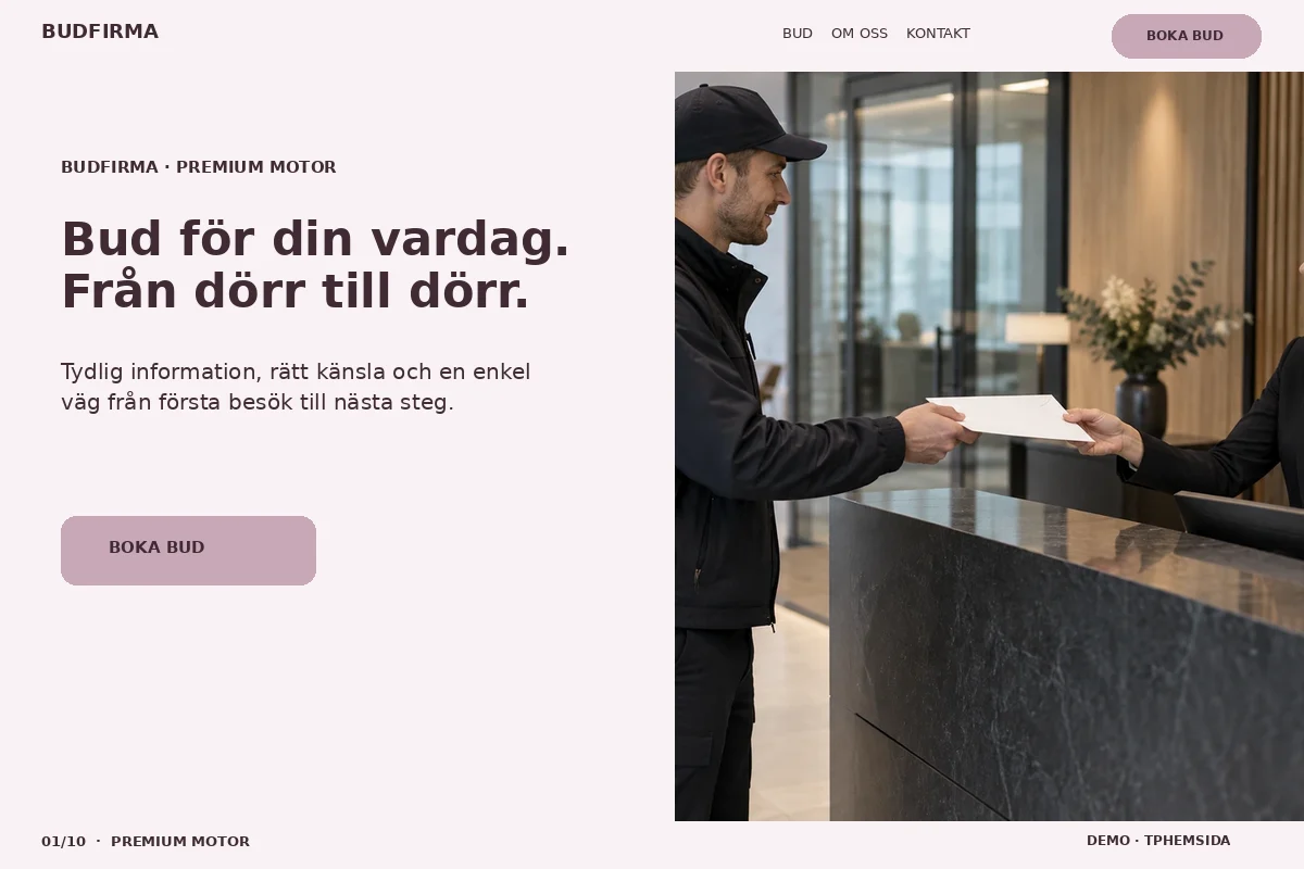 Premium Motor – Startsida för budfirma