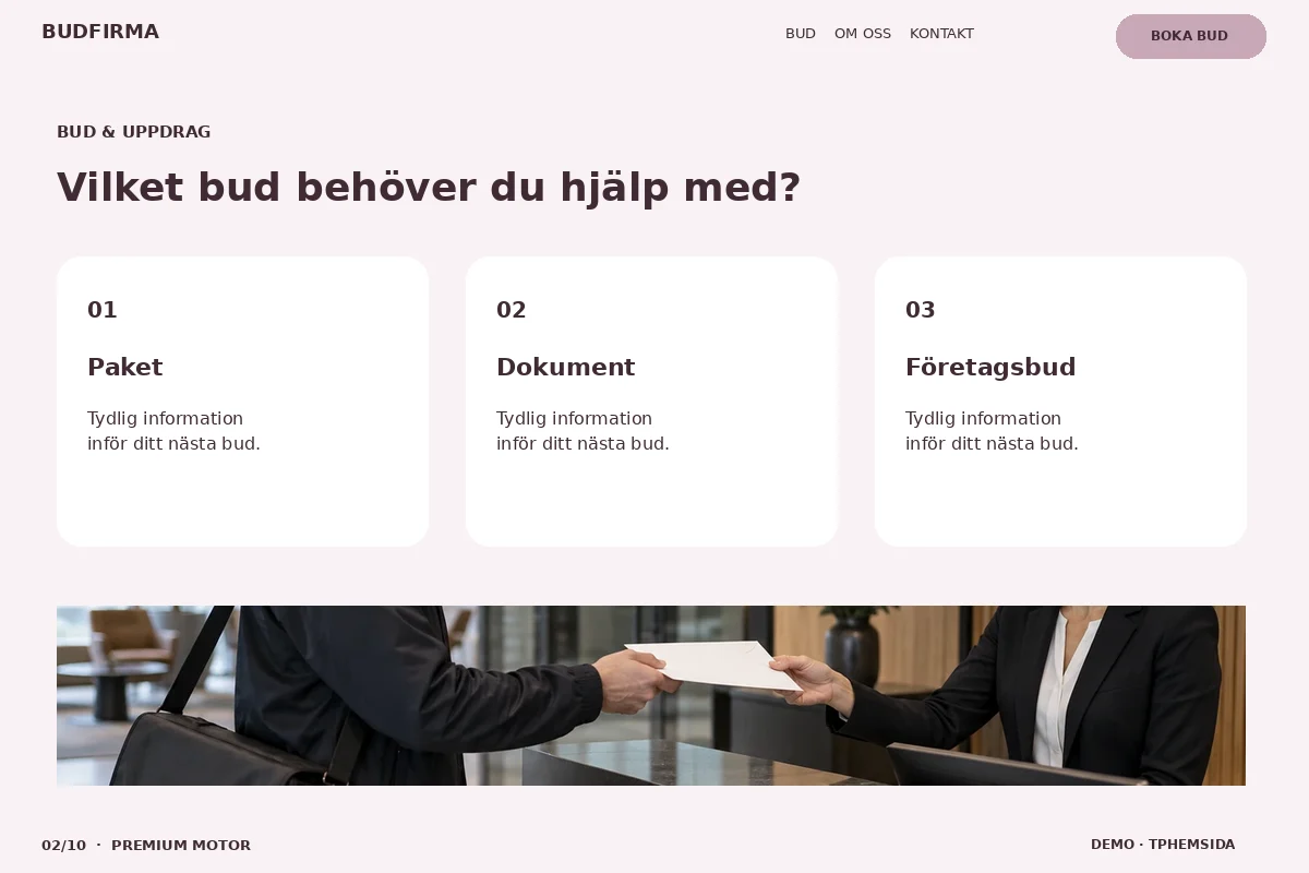 Premium Motor – Bud & uppdrag för budfirma
