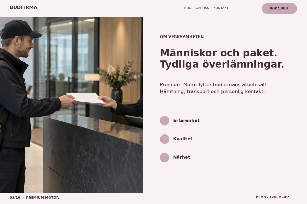 Premium Motor – Om budfirman för budfirma