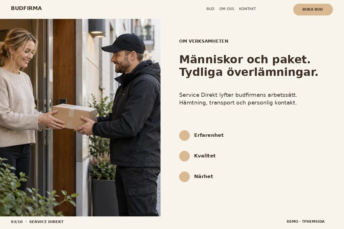 Service Direkt – Om budfirman för budfirma