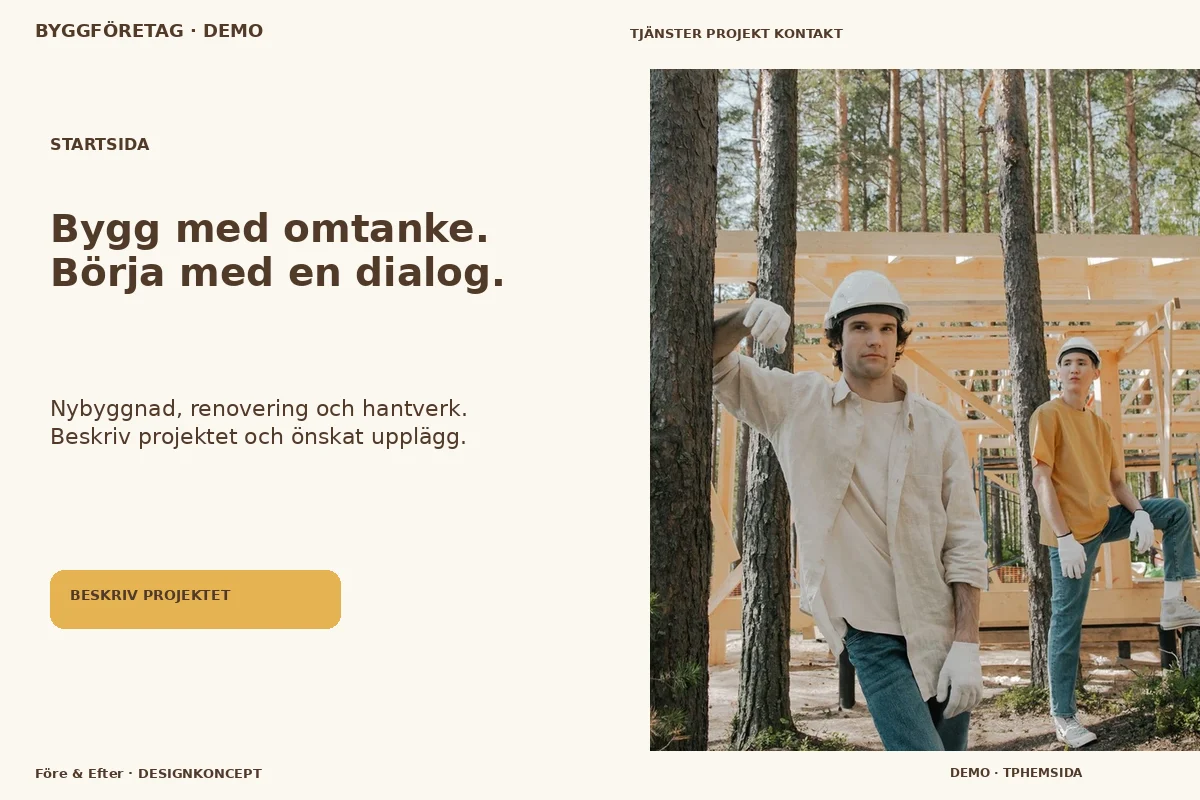 Före & Efter – Startsida för byggföretag