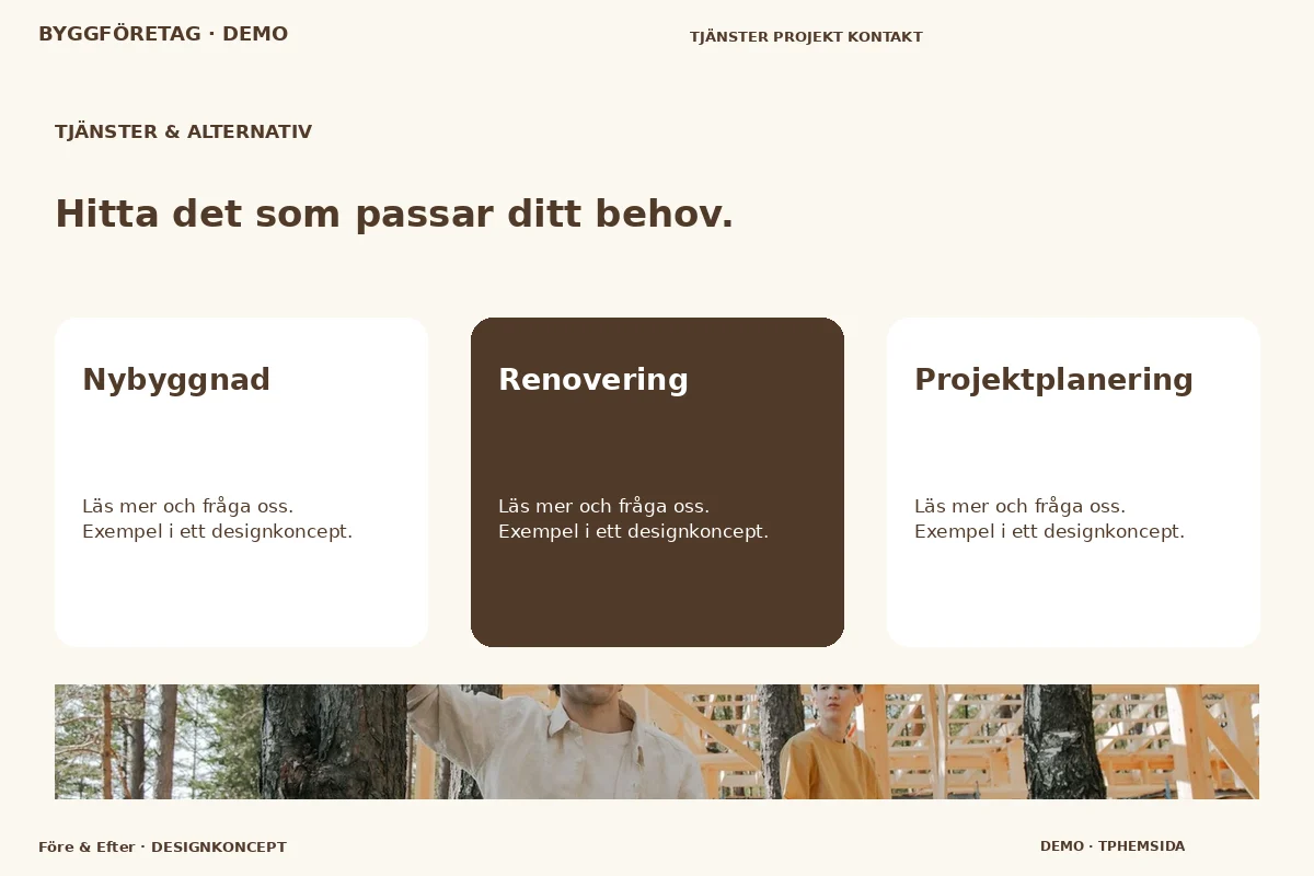 Före & Efter – Tjänster & alternativ för byggföretag