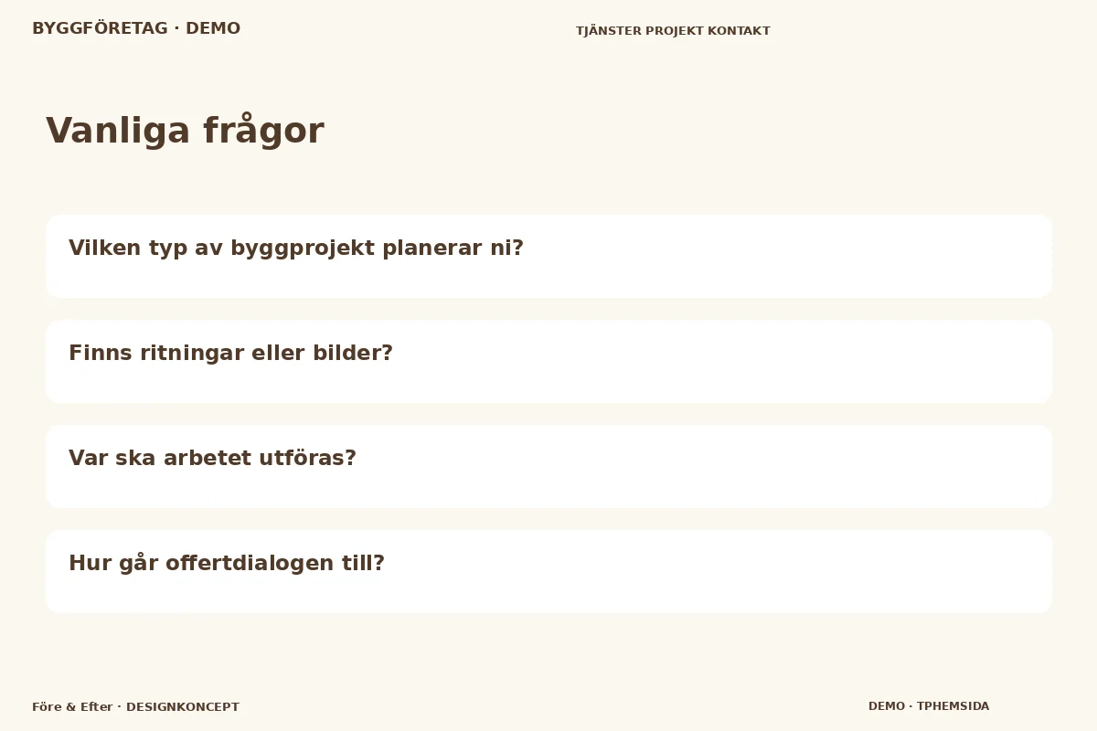 Före & Efter – Vanliga frågor för byggföretag