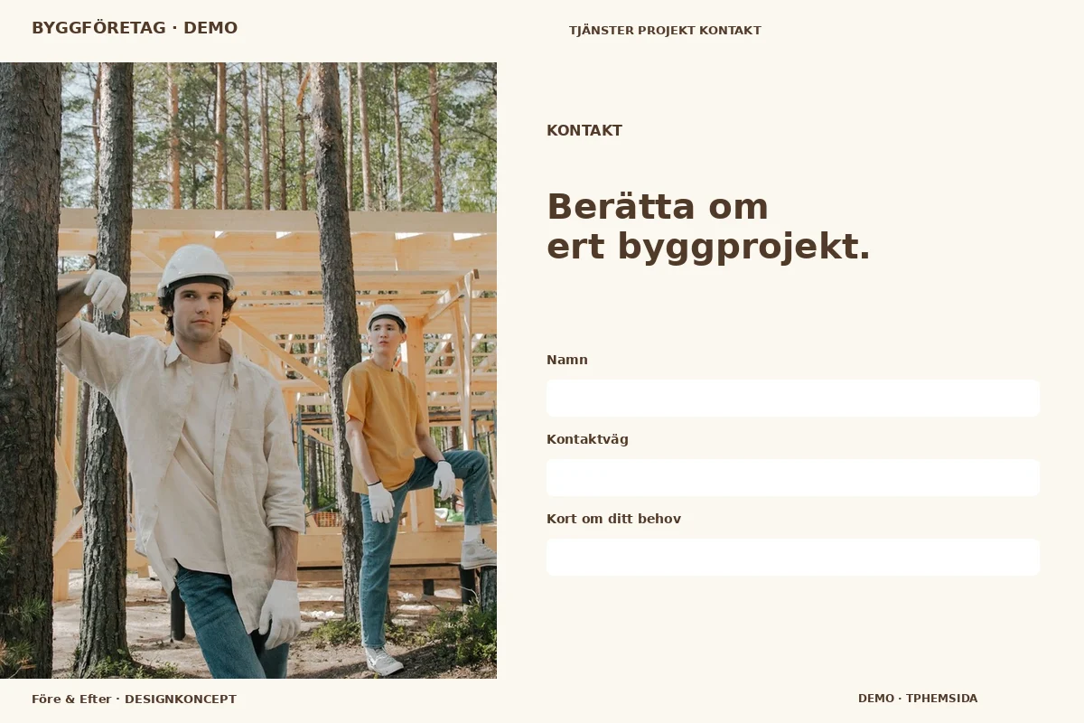 Före & Efter – Kontakt för byggföretag